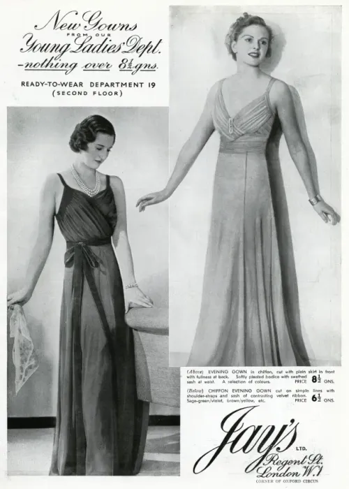 Framed Print : Advert for Jays ready-wear evening dresses 1937 Framed Print : Advert for Jays ready-wear evening dresses 1937