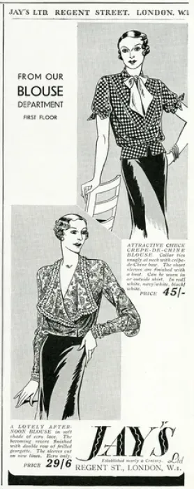 Framed Print : Advert for Jays womens blouses 1933