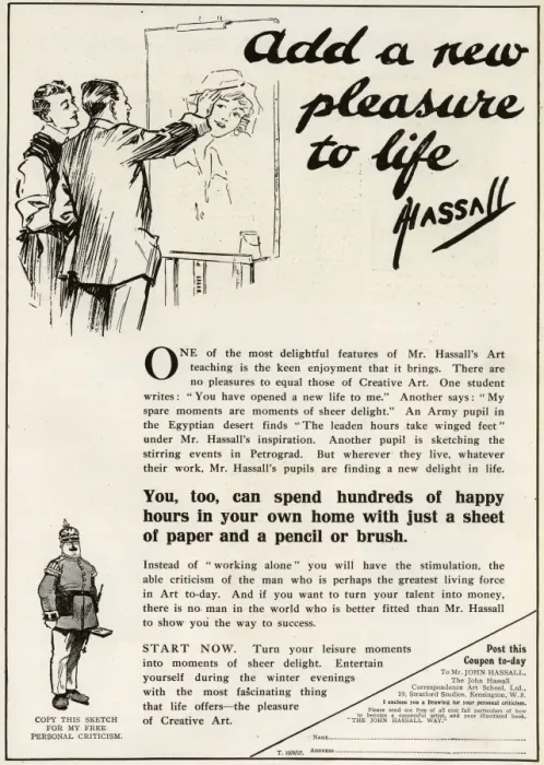 Framed Print : Advertisement for John Hassall Art School