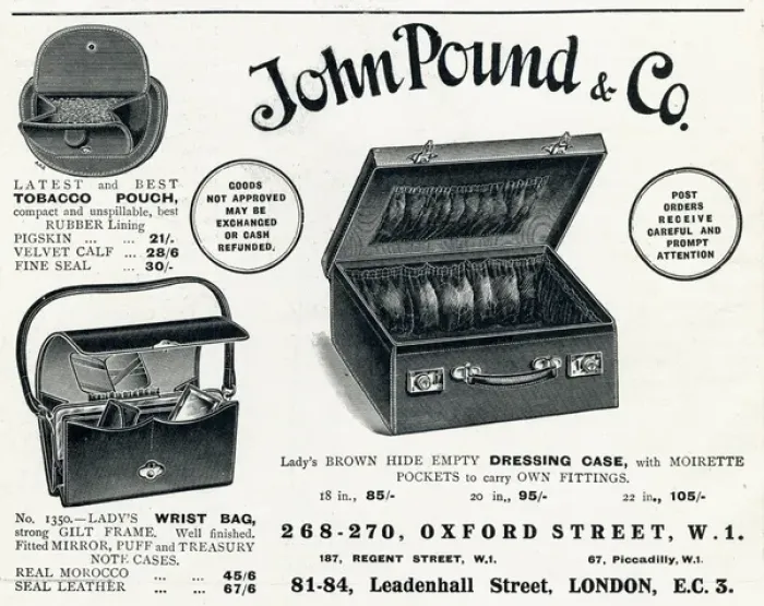 Framed Print : Advert for John Pound & Co dressing case 1920 Framed Print : Advert for John Pound & Co dressing case 1920
