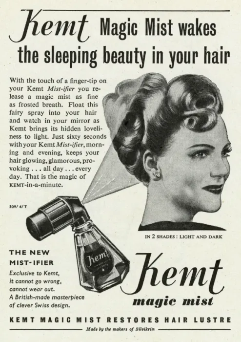 Framed Print : Advert for Kemt magic mist hairspray 1948 Framed Print : Advert for Kemt magic mist hairspray 1948