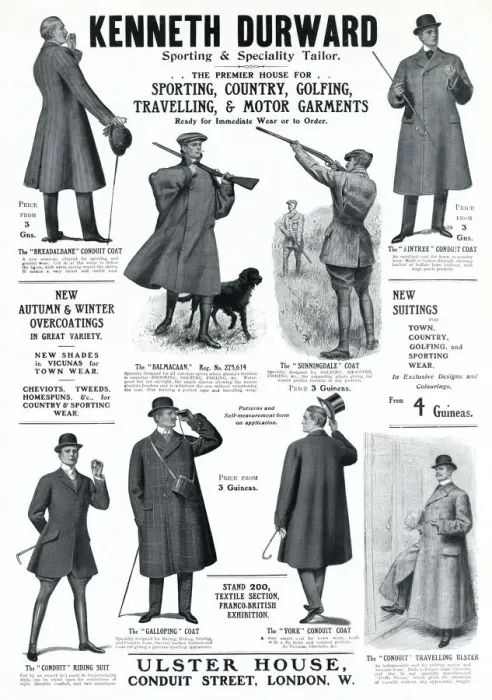 Framed Print : Advert for Kenneth Durward mens sporting coats 1908 Framed Print : Advert for Kenneth Durward mens sporting coats 1908