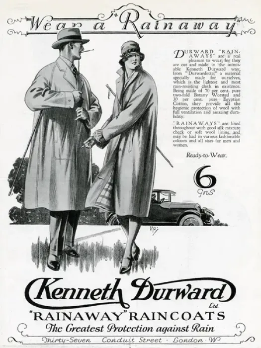 Framed Print : Advert for Kenneth Durward raincoats 1928