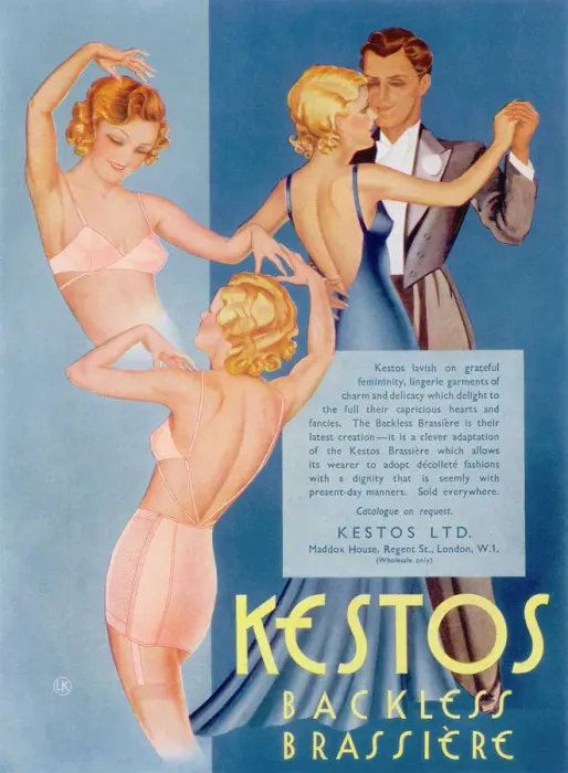 Framed Print : Advertisement for the Kestos Backless Brassiere 1935 Framed Print : Advertisement for the Kestos Backless Brassiere 1935