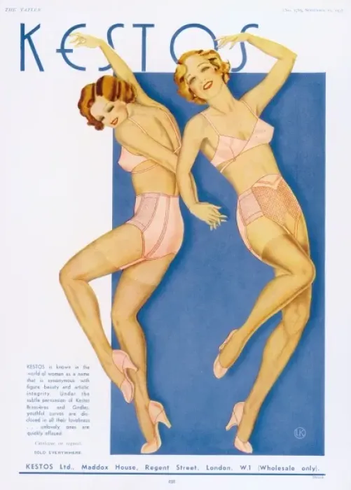 Framed Print : Advertisement for Kestos Backless Brassieres and girdles