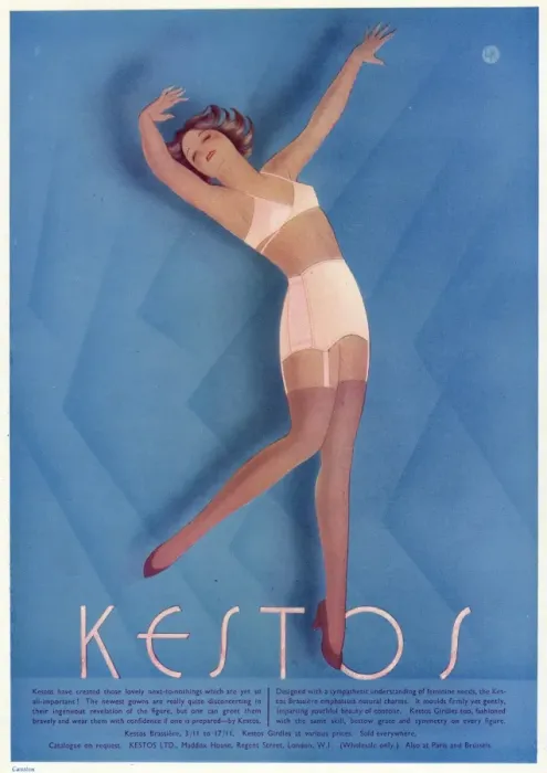 Framed Print : Advert for Kestos lingerie 1933