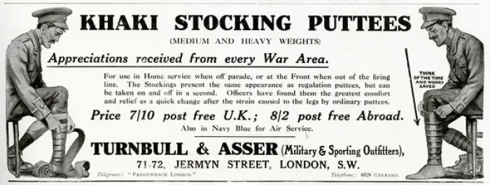 Framed Print : Advert for khaki stocking puttees Framed Print : Advert for khaki stocking puttees