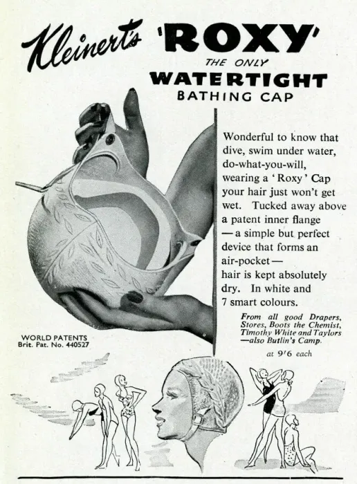 Framed Print : Advert for Kleinerts Roxy watertight bathing caps 1948 Framed Print : Advert for Kleinerts Roxy watertight bathing caps 1948