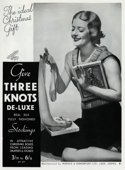 Framed Print : Advert for Three Knots de-luxe stockings 1934 Framed Print : Advert for Three Knots de-luxe stockings 1934