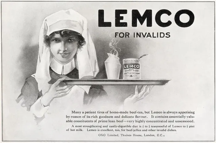 Framed Print : Advertisement for Lemco, highly concentrated and unseasoned prime lean beef served with hot milk. Date: 1922