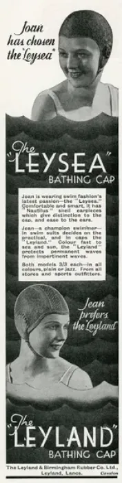 Framed Print : Advert for Leysea bathing caps 1934 Framed Print : Advert for Leysea bathing caps 1934