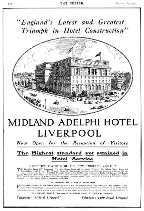 Framed Print : Advertisement for Liverpool Adelphi Hotel, 1914 Framed Print : Advertisement for Liverpool Adelphi Hotel, 1914