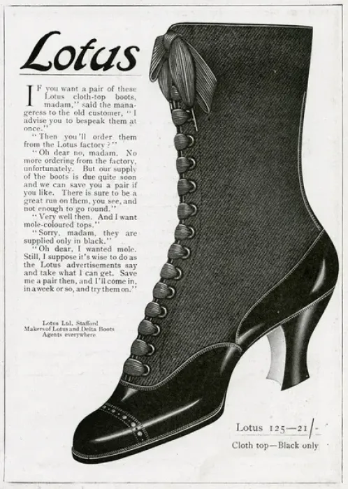 Framed Print : Advert for Lotus boots 1916 Framed Print : Advert for Lotus boots 1916