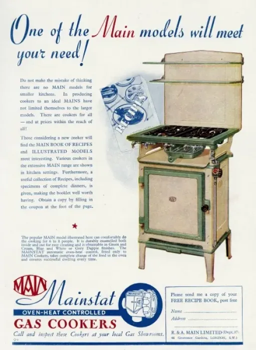 Framed Print : Advert for Main Mainstat gas cookers Framed Print : Advert for Main Mainstat gas cookers