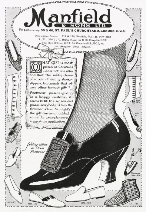 Framed Print : Advert for Manfield shoes 1920 Framed Print : Advert for Manfield shoes 1920