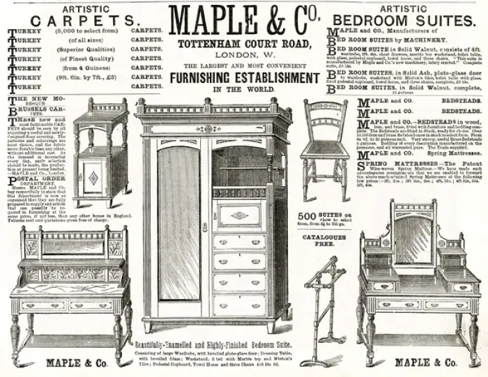 Framed Print : Advert for Maple & Co bedroom suite 1882 Framed Print : Advert for Maple & Co bedroom suite 1882