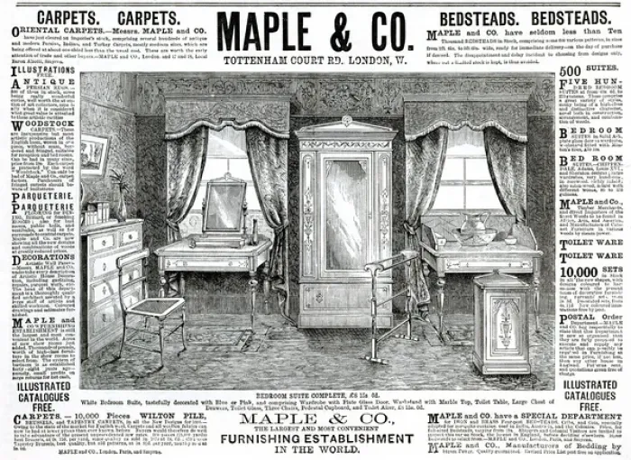 Framed Print : Advert for Maple & Co bedroom suite 1886 Framed Print : Advert for Maple & Co bedroom suite 1886
