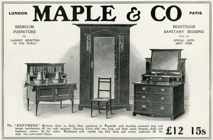 Framed Print : Advert for Maple & Co. bedroom furniture 1906 Framed Print : Advert for Maple & Co. bedroom furniture 1906
