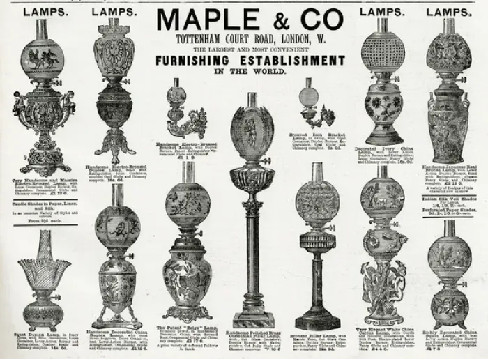 Framed Print : Advert for Maple & Co. lamps 1888 Framed Print : Advert for Maple & Co. lamps 1888