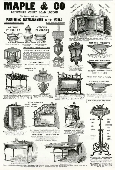 Framed Print : Advert for Maple & Co furniture 1895 Framed Print : Advert for Maple & Co furniture 1895