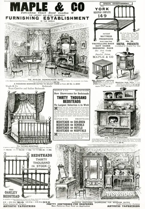 Framed Print : Advert for Maple & Co furniture 1896 Framed Print : Advert for Maple & Co furniture 1896