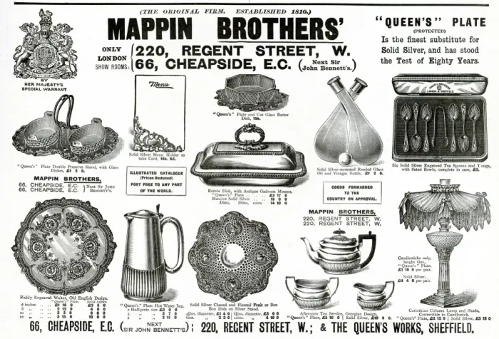 Framed Print : Advert for Mappin Brothers solid silver items 1895