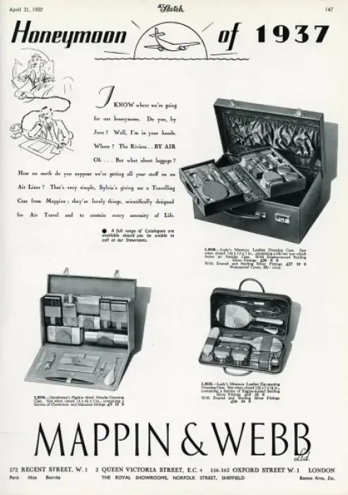 Framed Print : Advert for Mappin & Webb compact dressing case 1937 Framed Print : Advert for Mappin & Webb compact dressing case 1937