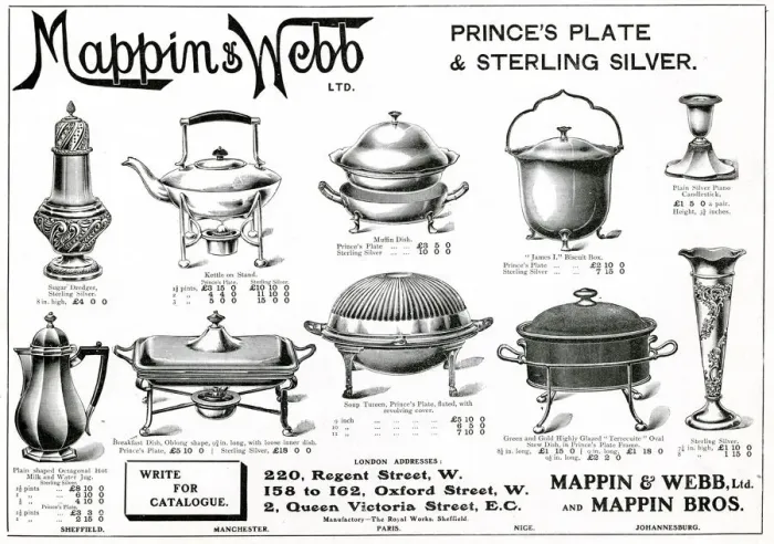 Framed Print : Advert for Mappin & Webb Edwardian items 1907
