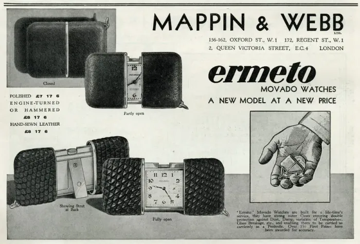 Framed Print : Advert for Mappin & Webb Ermeto Movado pocket watch 1934 Framed Print : Advert for Mappin & Webb Ermeto Movado pocket watch 1934