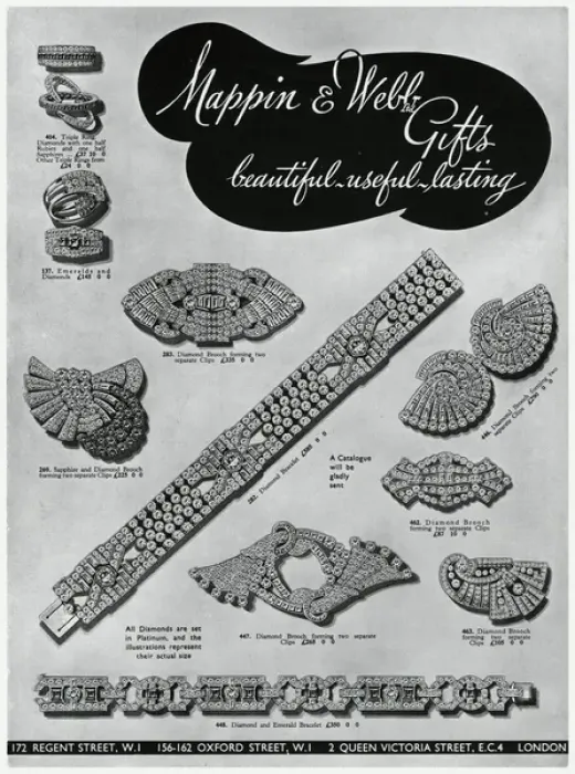 Framed Print : Advert for Mappin & Webb jewellery gifts 1937 Framed Print : Advert for Mappin & Webb jewellery gifts 1937