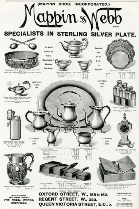 Framed Print : Advert for Mappin & Webb Sterling Silver items 1904 Framed Print : Advert for Mappin & Webb Sterling Silver items 1904