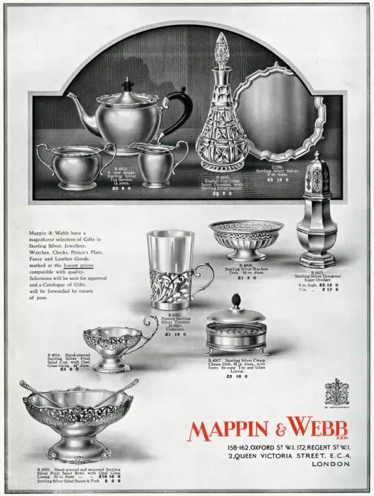 Framed Print : Advert for Mappin & Webb sterling silver xmas gifts 1927 Framed Print : Advert for Mappin & Webb sterling silver xmas gifts 1927