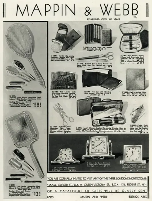 Framed Print : Advert for Mappin & Webb vanity items 1934 Framed Print : Advert for Mappin & Webb vanity items 1934