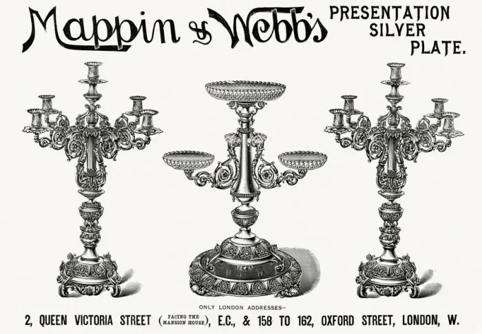Framed Print : Advert for Mappin & Webbs candelabras 1893 Advert for Mappin & Webbs candelabras Framed Print : Advert for Mappin & Webbs candelabras 1893 Advert for Mappin & Webbs candelabras
