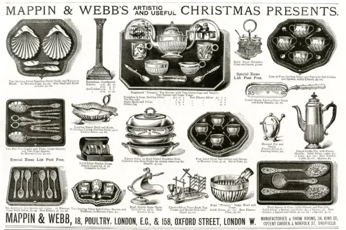 Framed Print : Advert for Mappin & Webbs Christmas presents 1888 Framed Print : Advert for Mappin & Webbs Christmas presents 1888