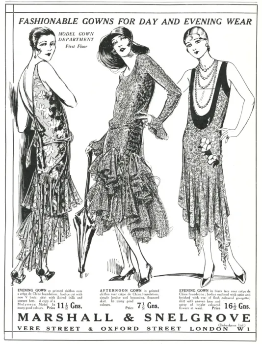 Framed Print : Advert for Marshall & Snelgrove fashionable dresses 1929 Framed Print : Advert for Marshall & Snelgrove fashionable dresses 1929