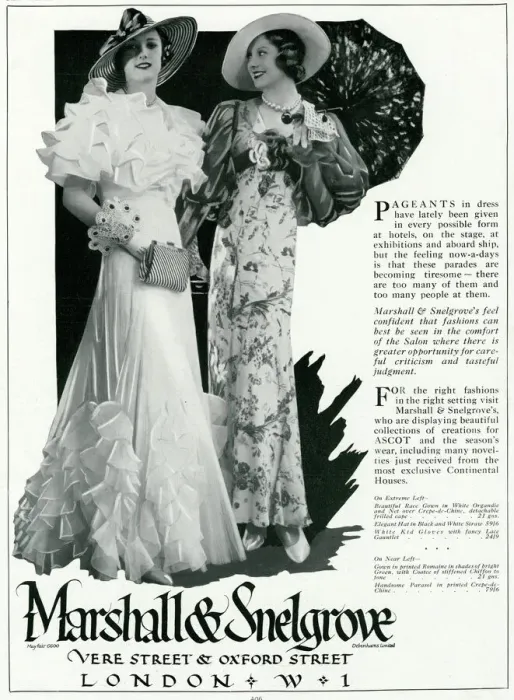Framed Print : Advert for Marshall & Snelgrove, fashionable dresses 1933 Framed Print : Advert for Marshall & Snelgrove, fashionable dresses 1933