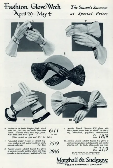 Framed Print : Advert for Marshall & Snelgrove womens gloves 1935 Framed Print : Advert for Marshall & Snelgrove womens gloves 1935