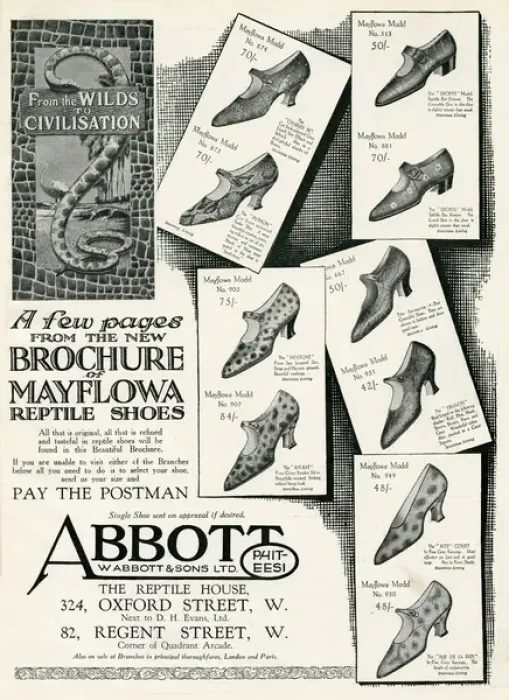 Framed Print : Advert for Mayflowa reptile women shoes 1926 Framed Print : Advert for Mayflowa reptile women shoes 1926