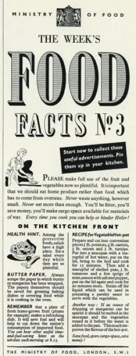Framed Print : Advert for the Ministry of Food 1940