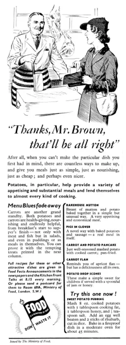 Framed Print : Advert for The Ministry of Food 1941 Framed Print : Advert for The Ministry of Food 1941