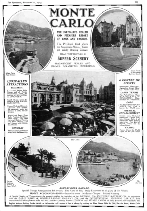 Framed Print : Advertisement for Monte Carlo, French Riviera, 1923 Framed Print : Advertisement for Monte Carlo, French Riviera, 1923