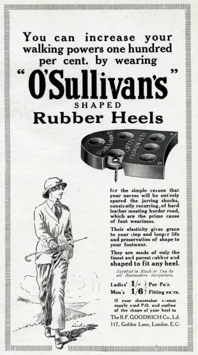 Framed Print : Advertisement for O Sullivans shaped rubber heels Framed Print : Advertisement for O Sullivans shaped rubber heels