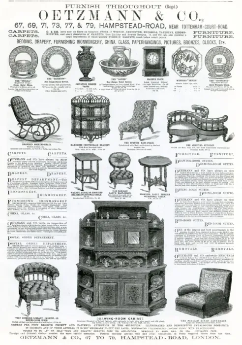 Framed Print : Advert for Oetzmann & Co. Victorian furniture 1884