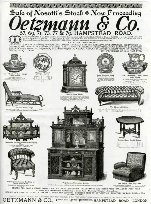 Framed Print : Advert for Oetzmann & Co. Victorian furniture 1885 Framed Print : Advert for Oetzmann & Co. Victorian furniture 1885