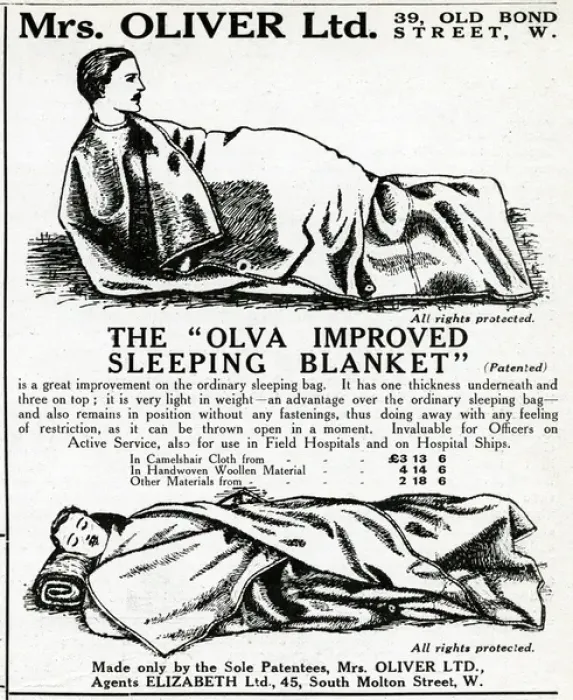 Framed Print : Advert for the Olva sleeping blanket, WW1