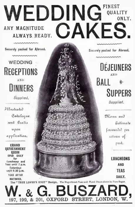 Framed Print : Advertisement ornate wedding cake. Date: 1910 Framed Print : Advertisement ornate wedding cake. Date: 1910
