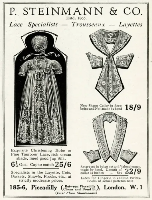 Framed Print : Advert for P. Steinmann Christening robes 1930 Framed Print : Advert for P. Steinmann Christening robes 1930