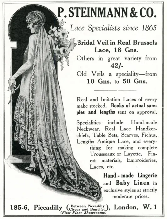 Framed Print : Advert for P. Steinmann and Co lace specialists 1930