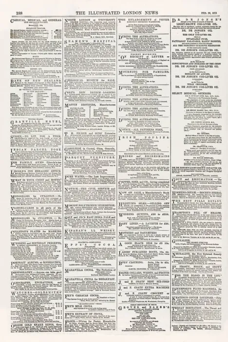 Framed Print : Advertisement Page - ILN Date: 1873 Framed Print : Advertisement Page - ILN Date: 1873